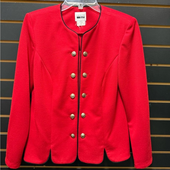 Leslie Fay Jackets & Blazers - Leslie Fay Red Gold Button Blazer Jacket 8P Petite